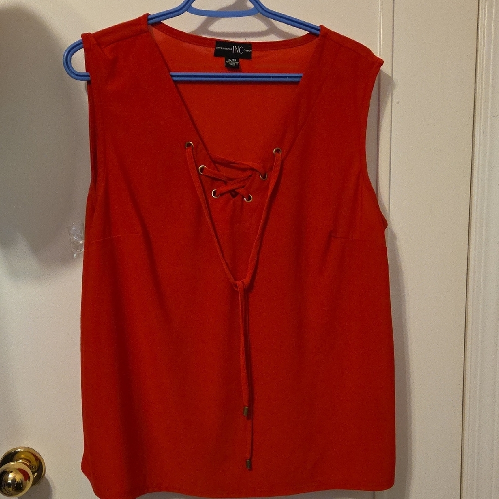 Women's Red Lace-Up Top